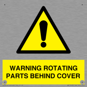 WARNING ROTATING PARTS BEHIND COVER